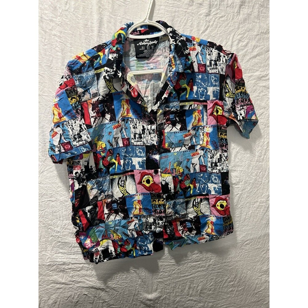Rolling Stones Multicolor All-Over Print Short Sleeve Button Front Shirt S